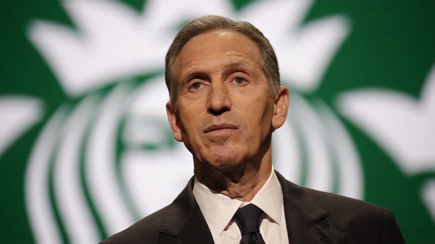 Starbucks Chairman and CEO Howard Schultz speaks at the Annual Meeting of Shareholders in Seattle, Washington on March 22, 2017.  / AFP PHOTO / Jason Redmond        (Photo credit should read JASON REDMOND/AFP/Getty Images)