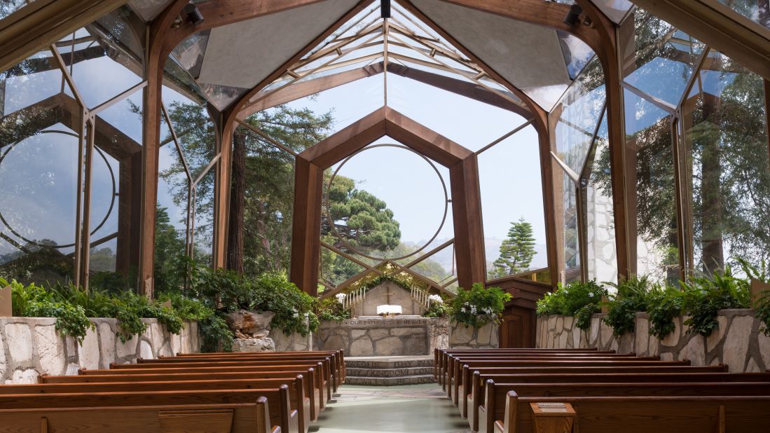 <strong>Wayfarers Chapel:</strong> Also known as "The Glass Church," this California church was designed by Lloyd Wright (Frank's son) in the late 1940s and was built between 1949 and 1951.