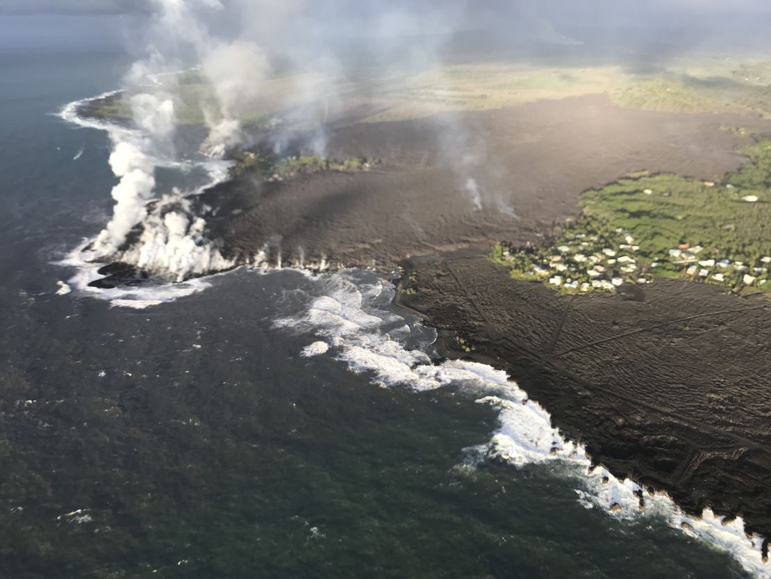 As of the morning of June 5, the fissure 8 lava flow front had completely filled Kapoho Bay.