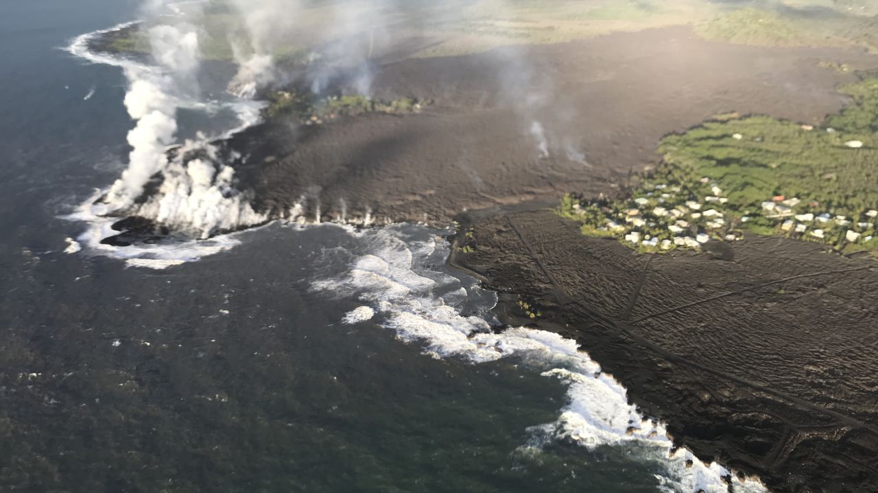 As of the morning of June 5, the fissure 8 lava flow front had completely filled Kapoho Bay.