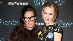 Kate Spade and Rachel Brosnahan attend the Off-Broadway Opening Night Performance of 'The Woodsman' at The New World Stages on February 8, 2016 in New York City. 