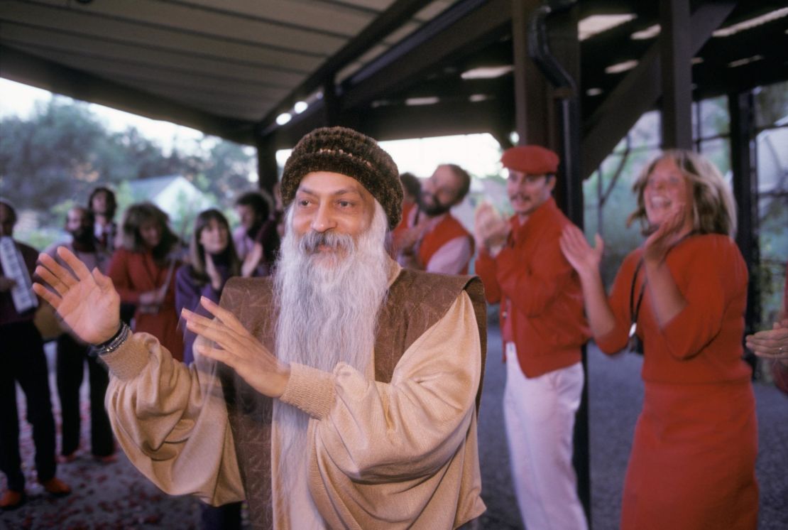 Guru Bhagwan Shree Rajneesh and his disciples in Oregon, USA.