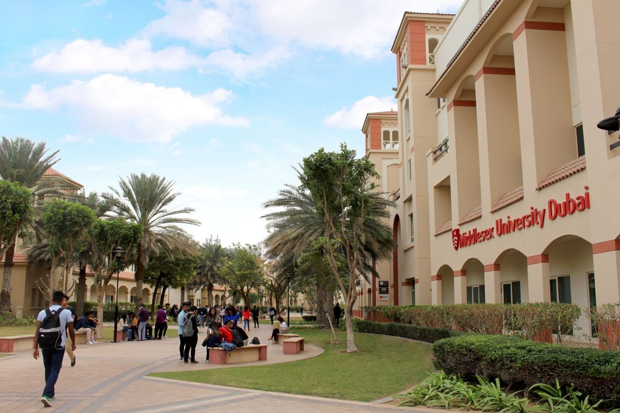 University students with a distinction grade point average of at least 3.75 are among those now eligible for long-term visas in the UAE. Pictured, Middlesex University Dubai.
