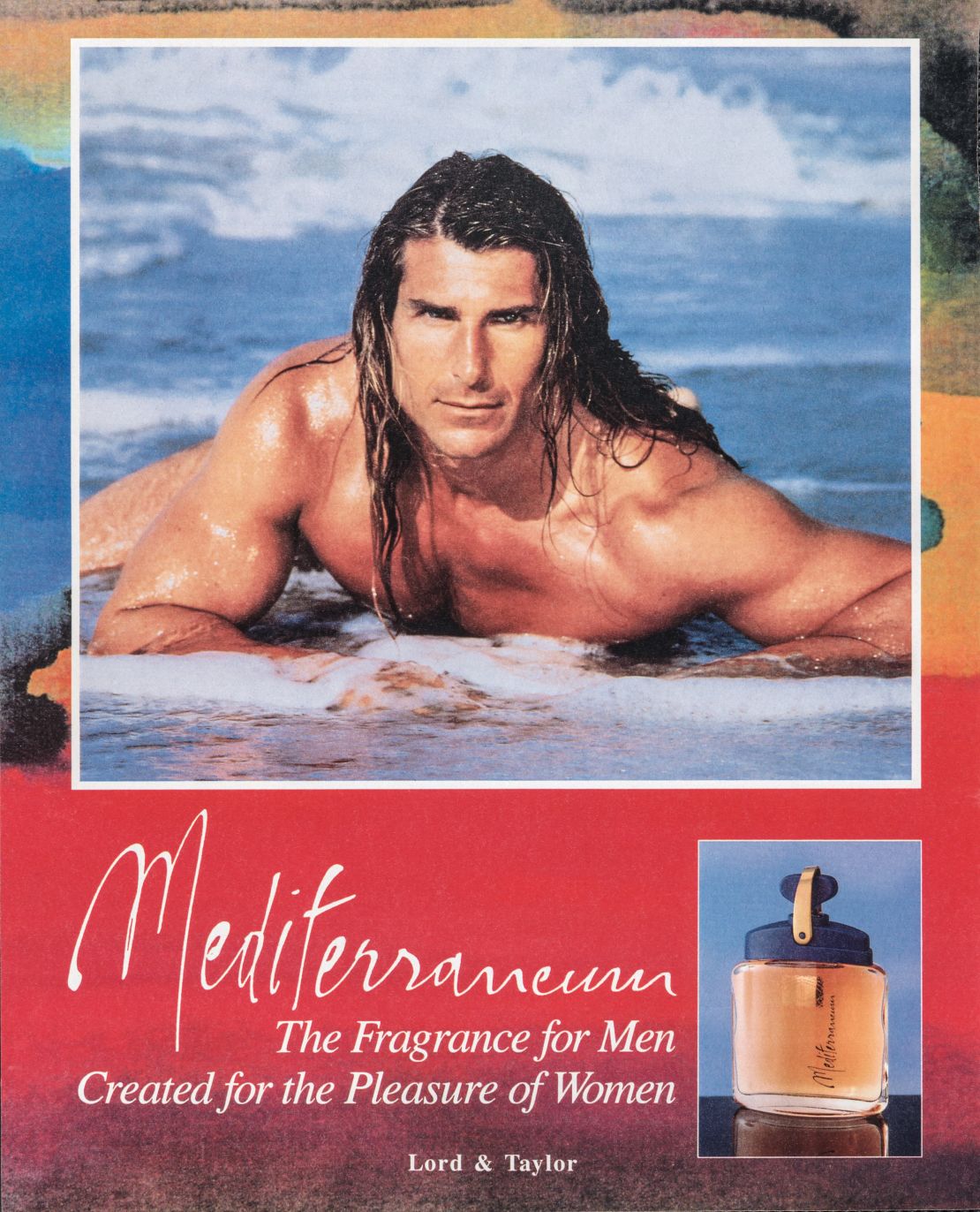 A perfume ad featuring 1990s icon Fabio.