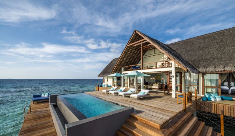 <strong>Two-bedroom water suite: </strong>The resort offers a mix of<strong> </strong>overwater and beachfront villa options. 