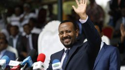 New Ethiopian Prime Minister Abiy Ahmed during a rally in Ambo town, west of Addis Ababa, Ethiopia, on April 11, 2018. 