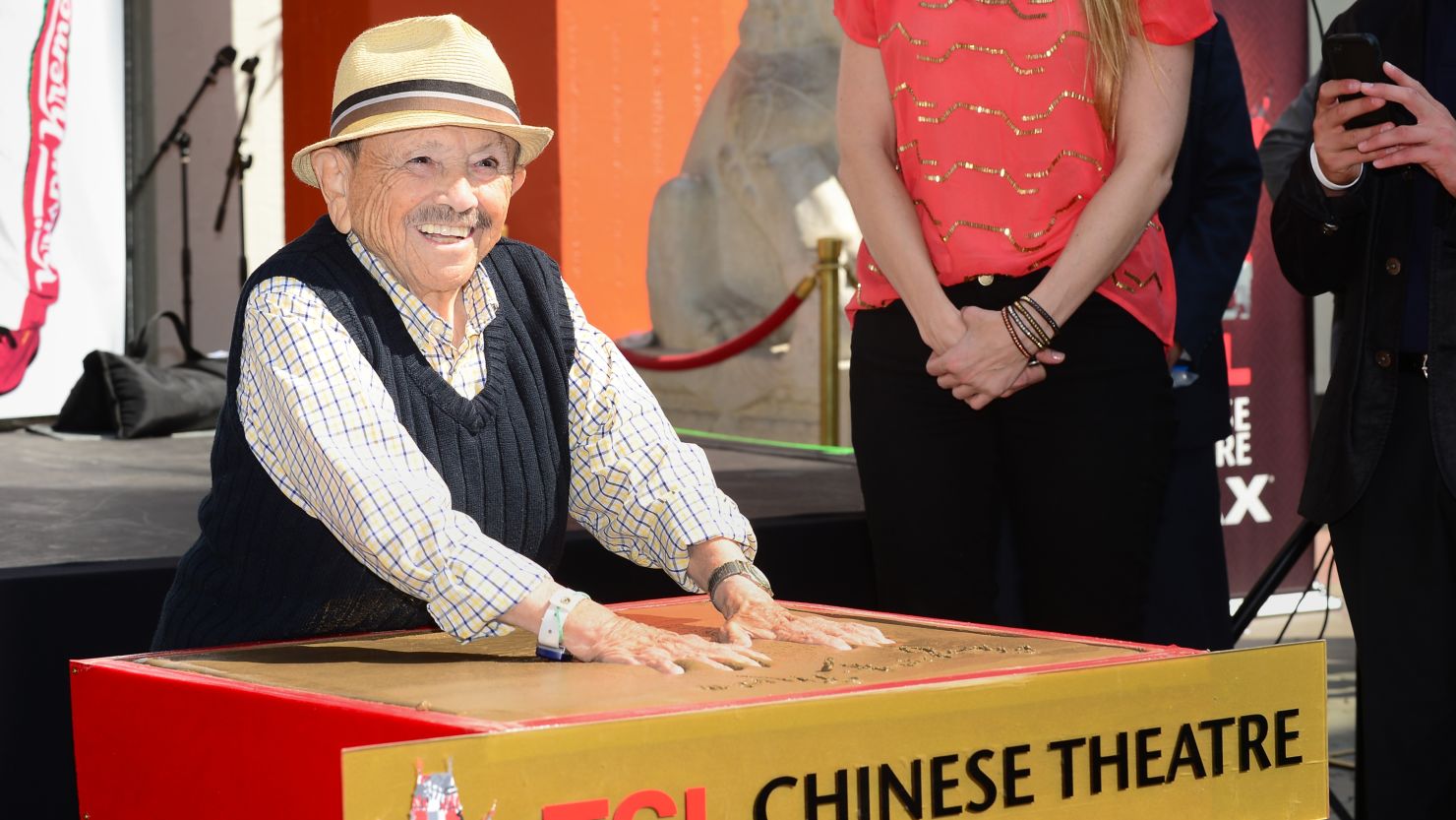 in 2013, Jerry Maren placed his handprints in cement outside Hollywood's Chinese Theatre.