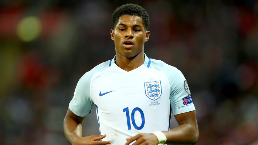 LONDON, ENGLAND - OCTOBER 05:  Marcus Rashford of England in action during the FIFA 2018 World Cup Group F Qualifier between England and Slovenia at Wembley Stadium on October 5, 2017 in London, England  (Photo by Clive Rose/Getty Images)