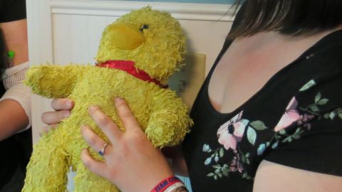 Emmy's mother, Tiffanie Reeves, clutched Ducky throughout the transplant. The stuffed animal was given to Emmy when she was first diagnosed with type 1 diabetes.