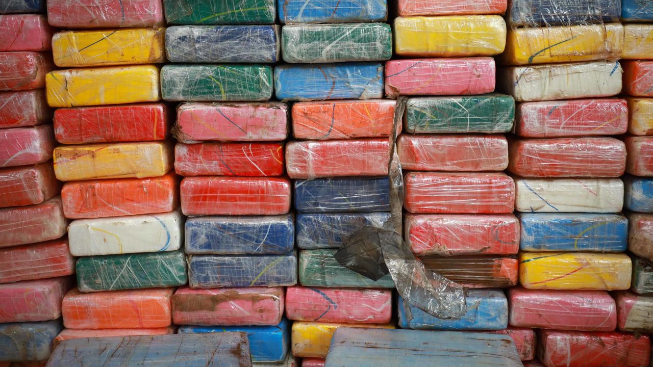 Packets of cocaine seized in the German port of Hamburg.