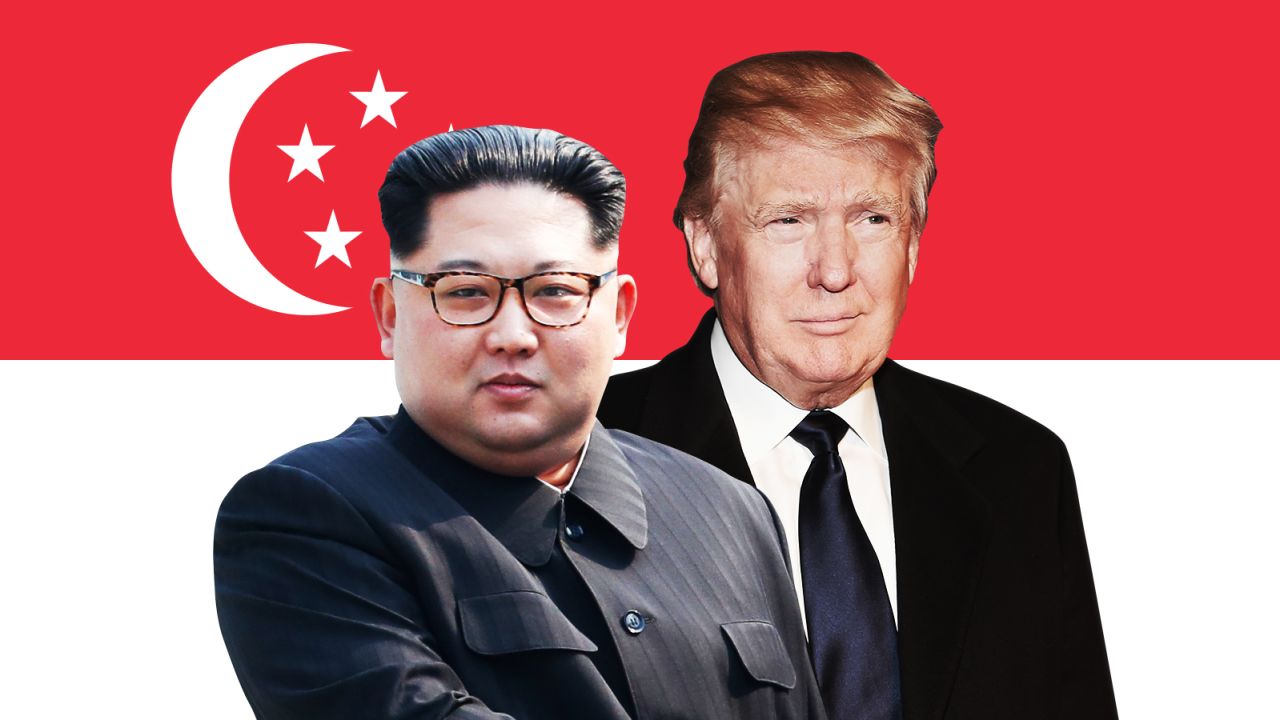 20180607 trump kim jong un singapore flag