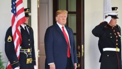 US President Donald Trump greets Japan's Prime Minister Shinzo Abe upon his arrival at the White House for meetings on June 7, 2018 in Washington, DC. (MANDEL NGAN/AFP/Getty Images)