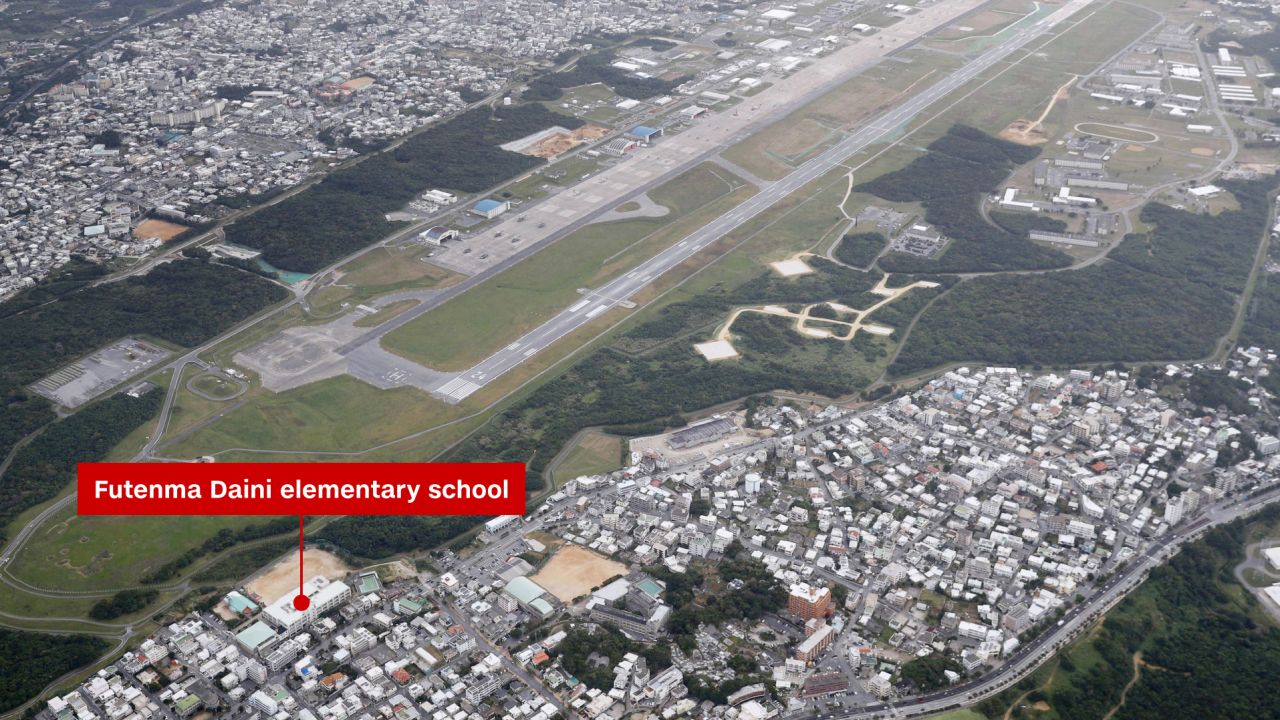 The US Marine Corps Air Station Futenma in Ginowan, Okinawa, is right in the middle of a densely populated urban area.