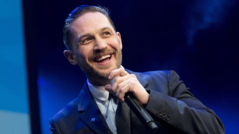 Tom Hardy on stage at The Prince's Trust Awards at the London Palladium on March 6.
