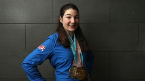 Menna Fitzpatrick poses with her medals on her return from the PyeongChang 2018 Paralympic Winter Games in March.