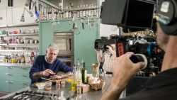 LONDON, ENGLAND, UK - JUNE 26: Chef Nigella Lawson makes a "hangover cure" breakfast for Anthony Bourdain at her home in London, England on June 26, 2016.