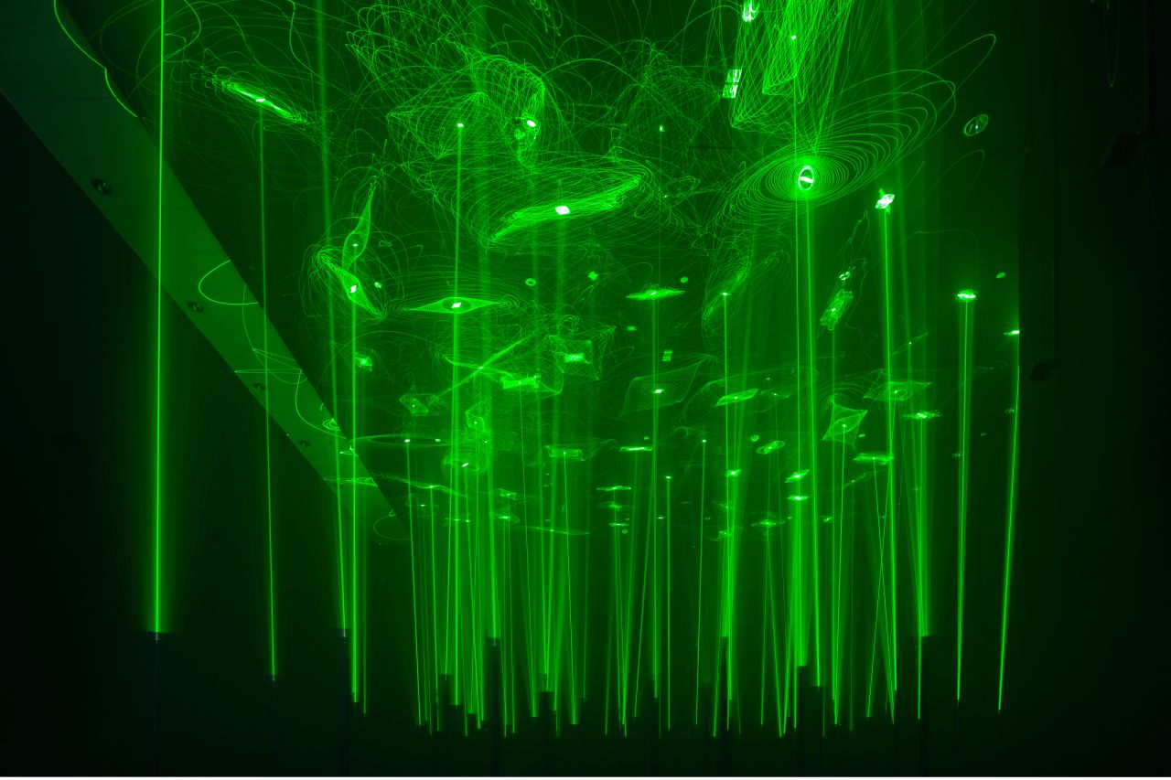 The project, for STRP Biennale in Eindhoven, aims to reflect the interconnectedness of the natural forest, where trees are connected by ecosystems and networks of living organisms.