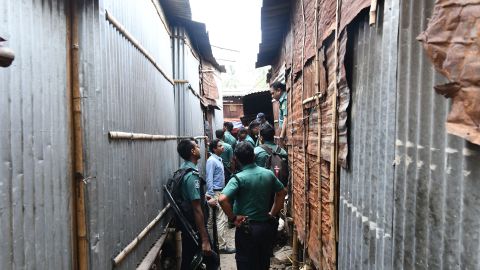 Bangladesh police conduct a narcotic raid in Dhaka on June 5, 2018.