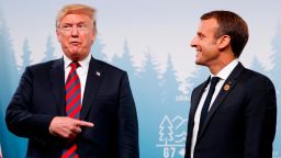 President Donald Trump meets with French President Emmanuel Macron during the G-7 summit Friday, June 8, 2018, in Charlevoix, Canada. (AP Photo/Evan Vucci)