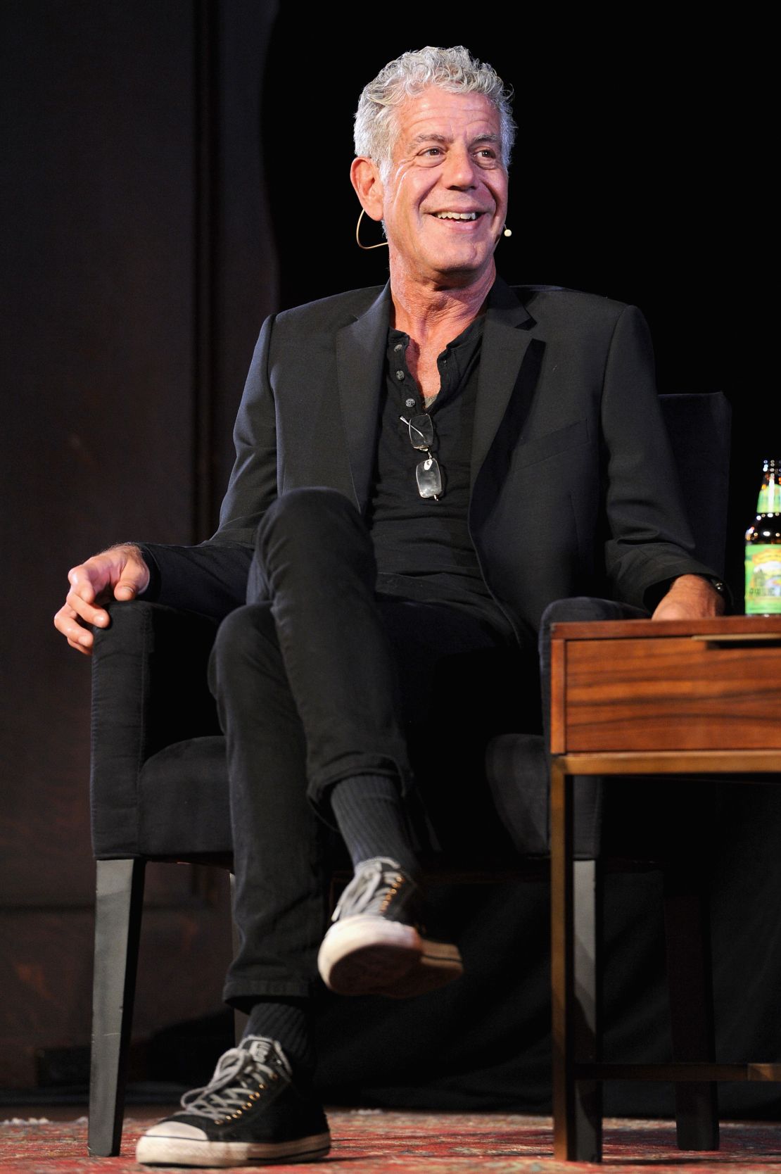 Anthony Bourdain speaks at New York Society for Ethical Culture on October 7, 2017 in New York City. 