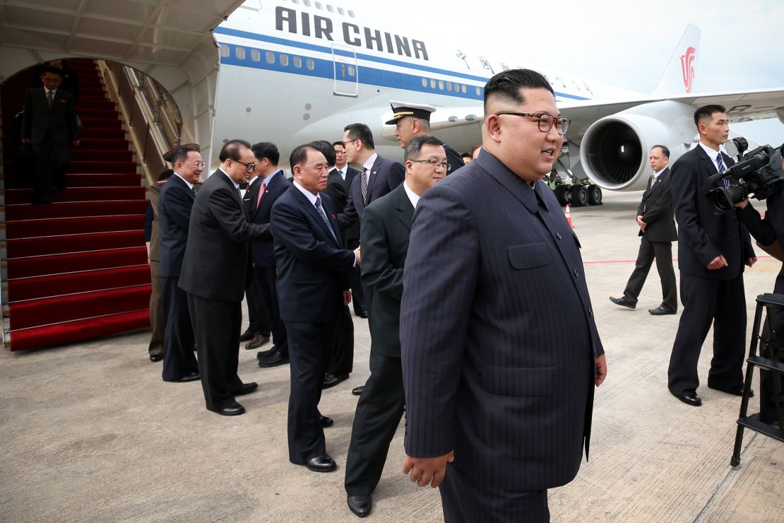 Kim Jong Un arrived in Singapore on an Air China plane.