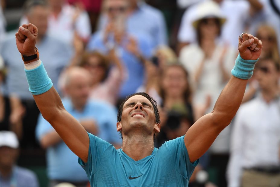 Rafael Nadal won his record-extending 11th title at the French Open when he beat Dominic Thiem on Sunday in Paris. 