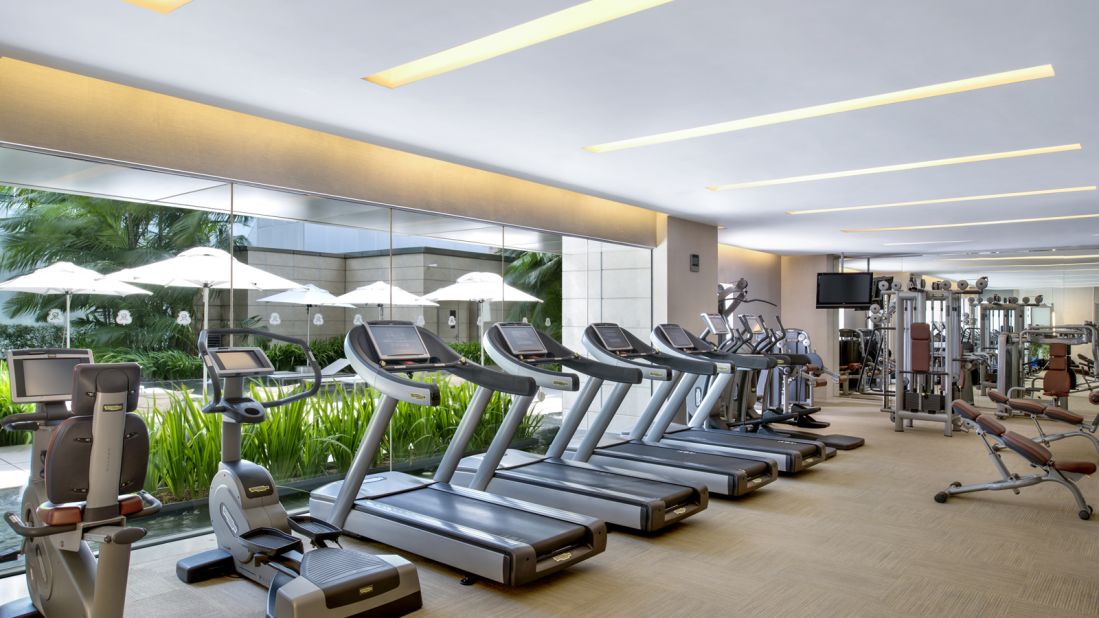 <strong>Fitness center:</strong> Kim's bodyguards, famous for running alongside his car, can work on their cardio in the hotel's large fitness center.   