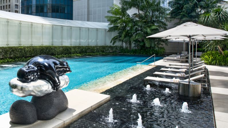<strong>Tropical Spa Pool: </strong>A large sculpture by Taiwanese artist Li Chen overlooks the hotel's outdoor pool. 