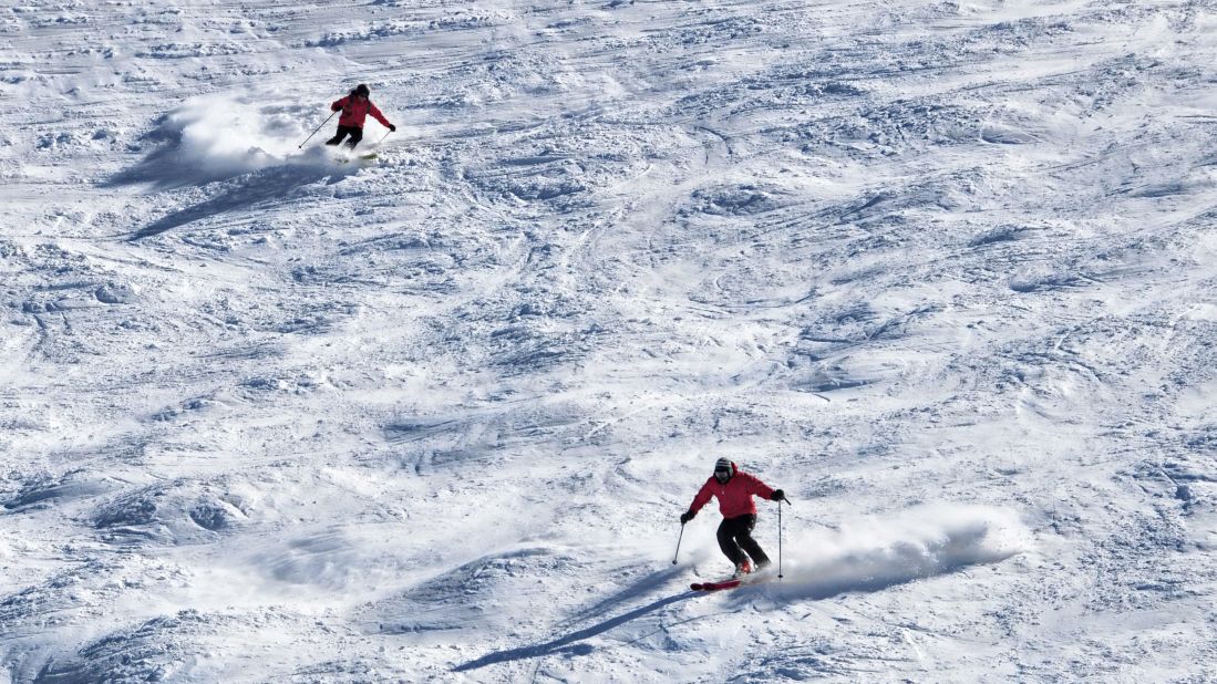 <strong>July in Chile: </strong>Skiers descend a mountain at Valle Nevado. It's just 35 miles north of Santiago.