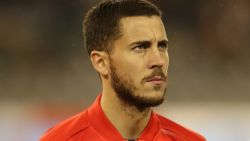 BRUSSELS, BELGIUM - MARCH 27:  Eden Hazard of Belgium looks on during the international friendly match between Belgium and Saudi Arabia at the King Baudouin Stadium on March 27, 2018 in Brussels, Belgium.  (Photo by David Rogers/Getty Images)