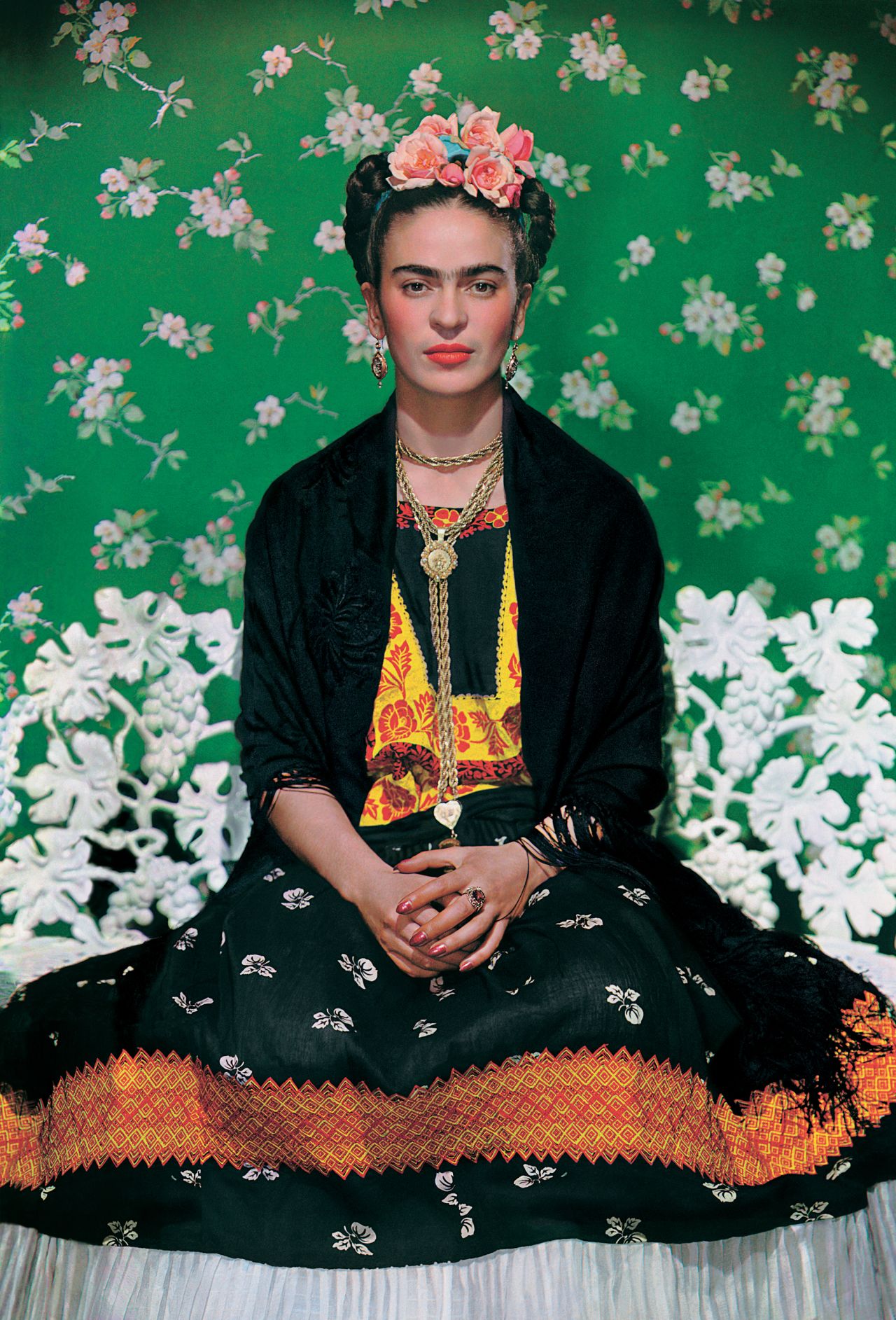 "Frida Kahlo on a Bench" (1938) by Nickolas Muray
