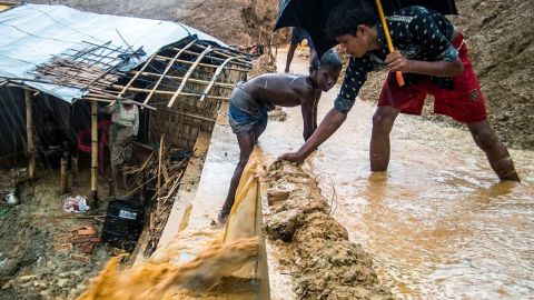 The camp felt the first heavy rains of the summer monsoon on Sunday 10 June, opening a potentially deadly season of floods and landslides.