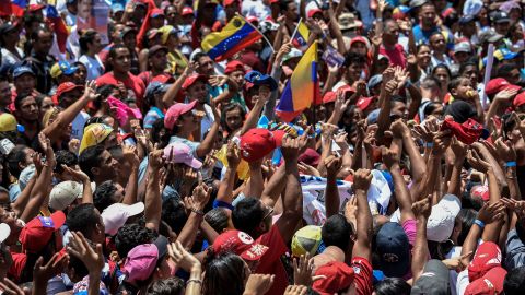 A supporter of Venezuelan President Nicolas Maduro cheers during a campaign rally in Charallave, about 65 km from Caracas, on May 15, 2018.