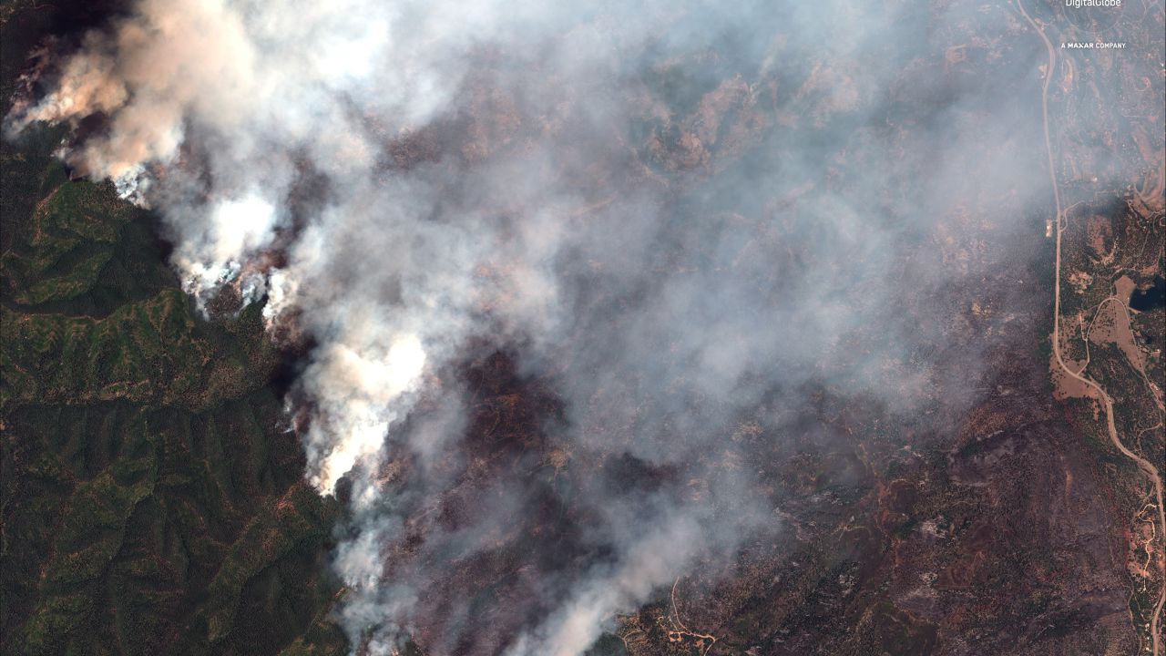 This June 10  satellite image provide by DigitalGlobe shows the 416 Fire northwest of Hermosa, Colorado.