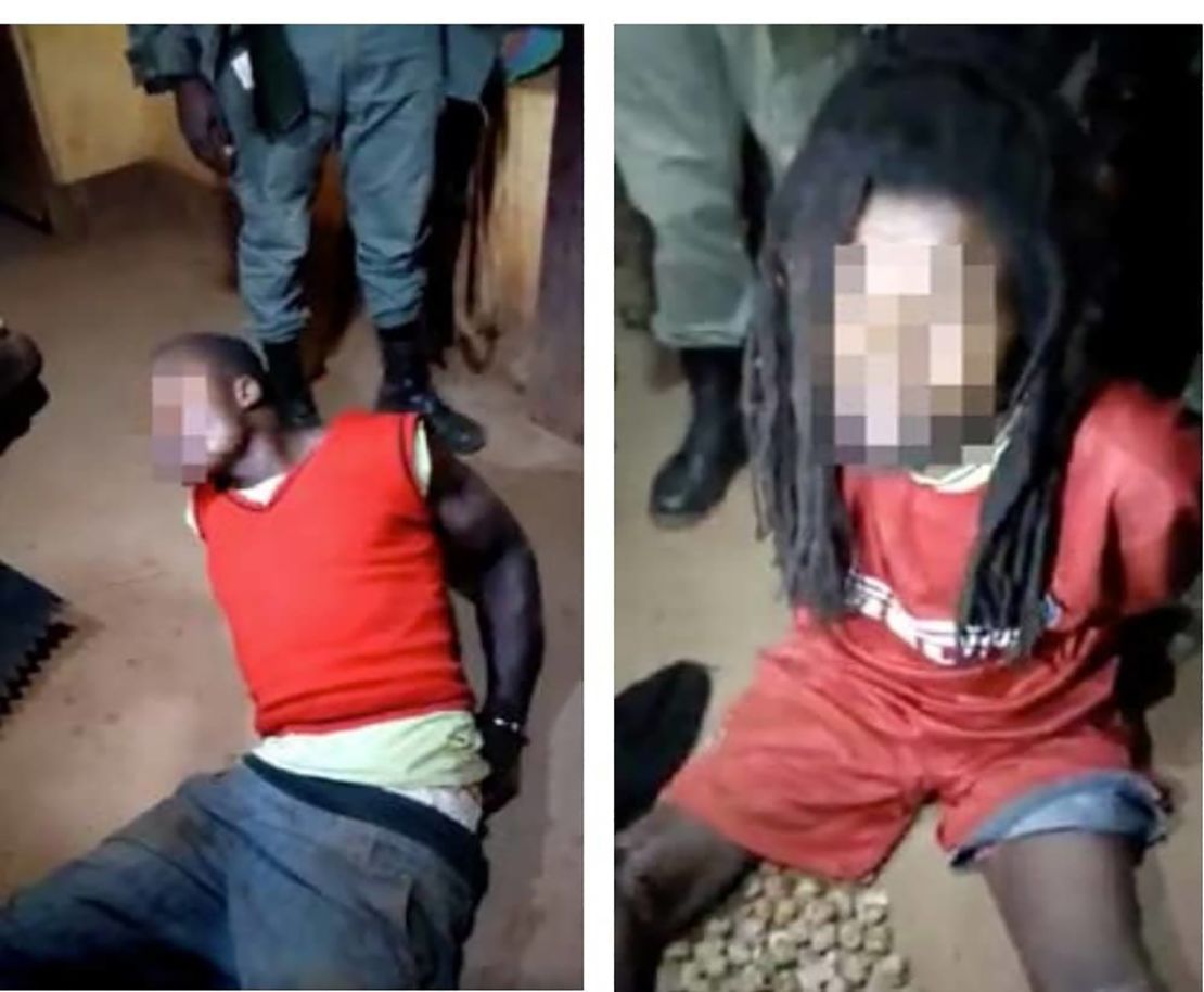 Images from Amnesty International of men it says were interrogated by police   in Cameroon.