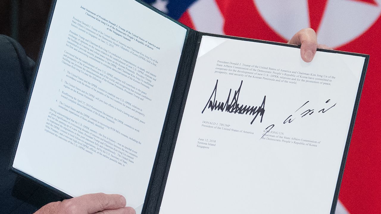 trump kim summit signing document