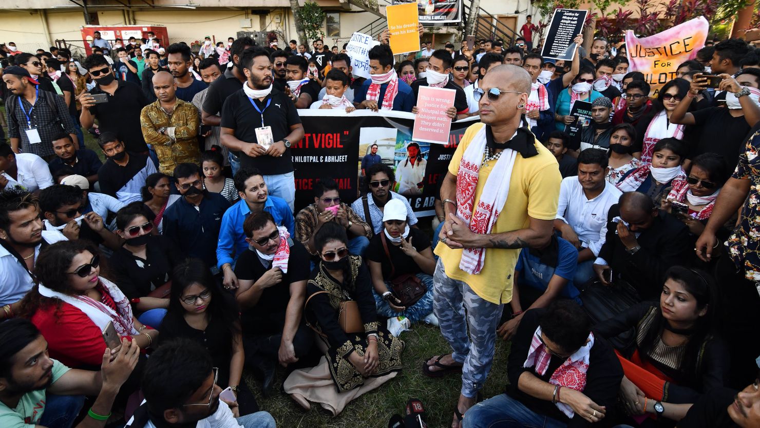 Demonstrators stage a silent protest on in Guwahati, India, on Monday demanding punishment for  those behind the killing of two men in the Karbi Anglong district of Assam.