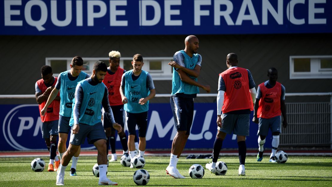 France's national football team players at their training camp 