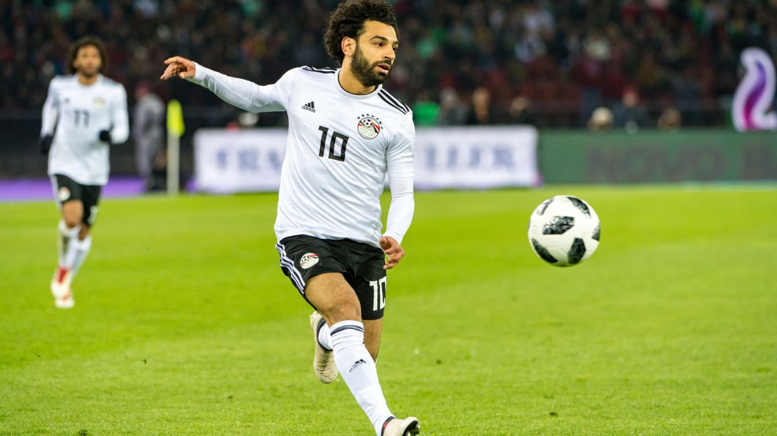 #10 Mo Salah in action during a friendly between Portugal and Egypt