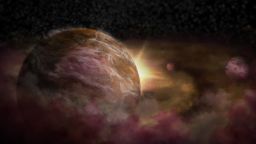 Artist impression of protoplanets forming around a young star.