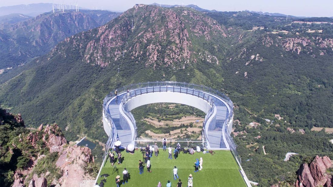 <strong>Fuxi Mountain Skywalk:</strong> A new 3,000-ton glass-and-steel skywalk will open June 16, 2018 at Fuxi Mountain in Henan province. Brave-hearted visitors can wander out from the cliff face and gaze down on the valley floor 360 meters (1,181 feet) below. <br />