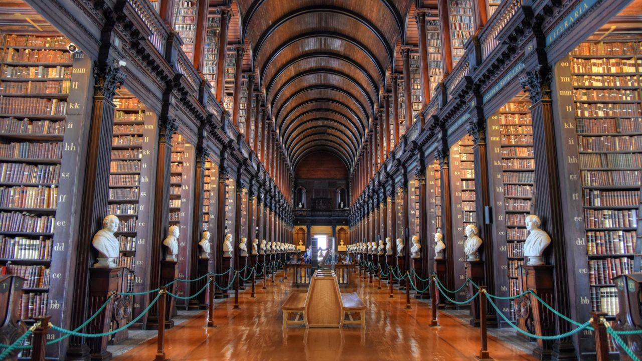 Trinity's Long Room in the Old Library is filled with 200,000 books.