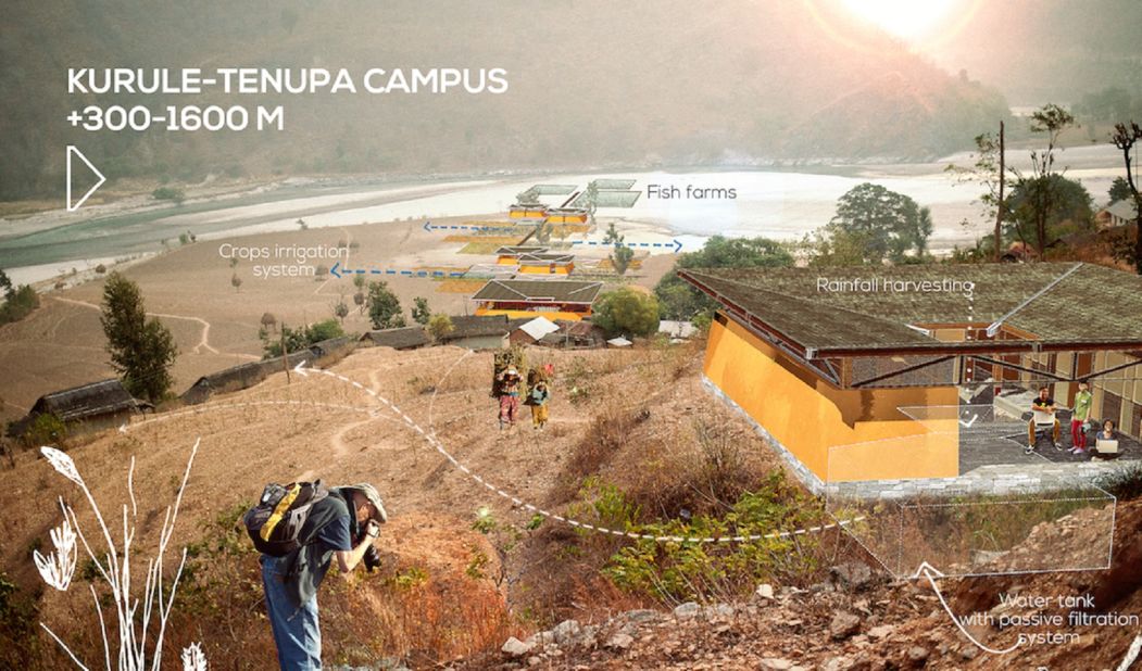 In Kurule-Tenupa (980ft to 5,250ft), the campus will collect rainwater to help communities to adapt to droughts.