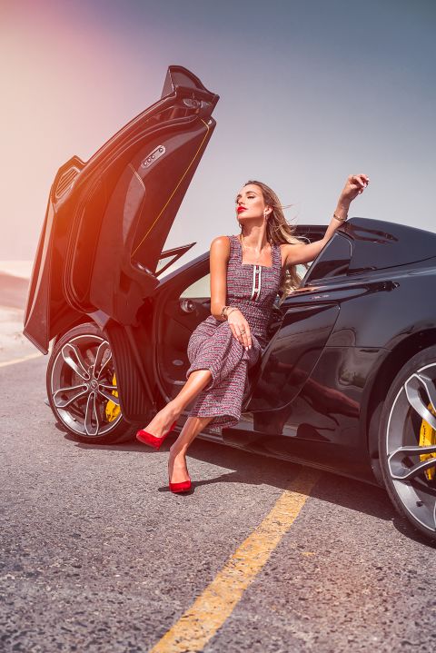 Ana Cathleen and her McLaren. The Gazelles have engaged with a number of luxury manufacturers, test driving Ferraris and Rolls Royces, and were invited to a roundtable discussion with BMW.