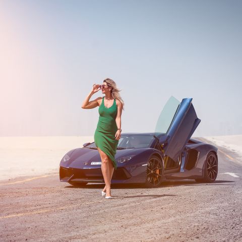 Eliane Amer and her Lamborghini.  The Gazelles' canny use of social media has boosted their profile in the UAE, and has attracted a number of sponsors to collaborate on club events. 
