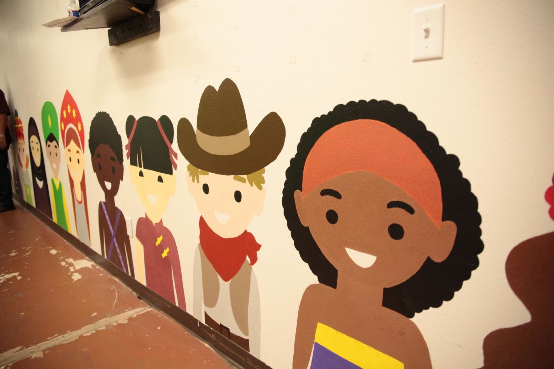 A mural at the shelter.