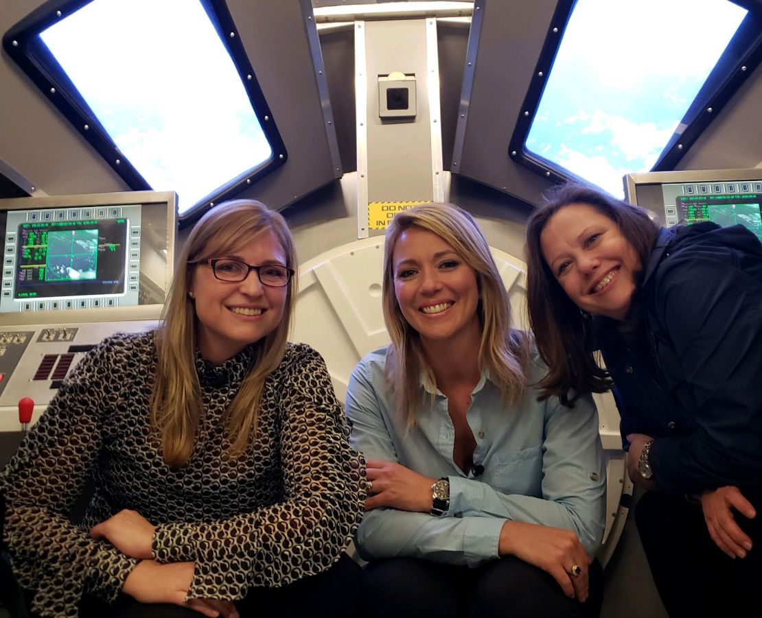 NASA Dr. Andrea Hanson, left, CNN's Brooke Baldwin, center, and Space Camp Communications Director Pat Ammons.
