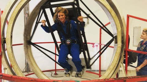 CNN's Brooke Baldwin experiences Space Camp's Multi-Axis Trainer.