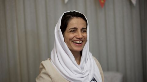 Iranian lawyer Nasrin Sotoudeh at her home in Tehran on September 18, 2013, after being freed following three years in prison.