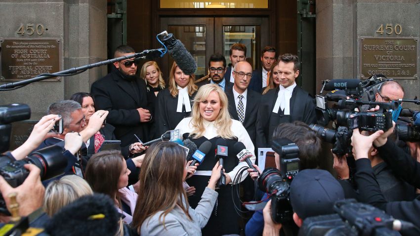 MELBOURNE, AUSTRALIA - JUNE 15:  Australian actress Rebel Wilson speaks to the media as she leaves the Victorian Supreme Court on June 15, 2017 in Melbourne, Australia. After a three week trial, a jury of six has returned unanimous verdicts in favour of Wilson. Rebel Wilson launched action Bauer Media, the publisher of Woman's Day, over a series of articles she alleges portrayed her as a serial liar and cost her movie roles in Hollywood.  (Photo by Scott Barbour/Getty Images)